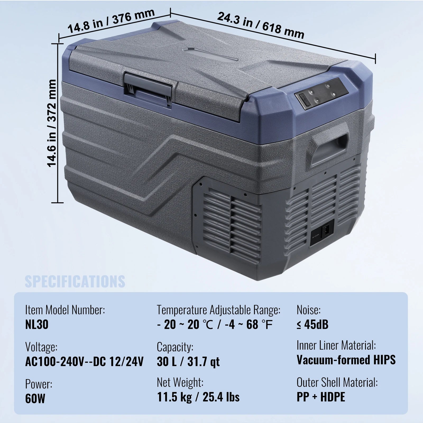 Le réfrigérateur portable SucceBuy offre des capacités de 30, 37 et 45 litres