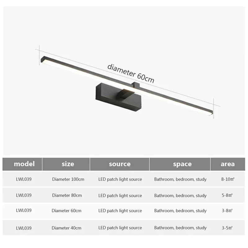 Applique Murale LED Moderne – Miroir Salle de Bain, Salon, Couloir & Chambre – Luminaire Décoratif